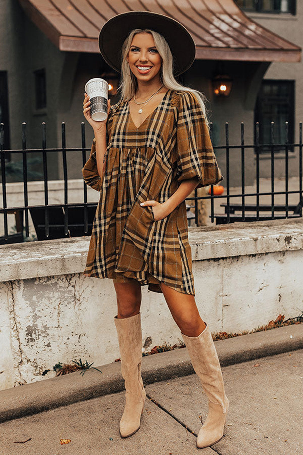 Pumpkin Spice Babydoll Dress