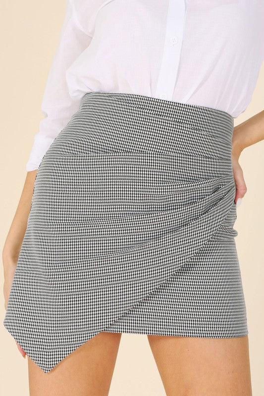 Houndtooth Wrap Skirt