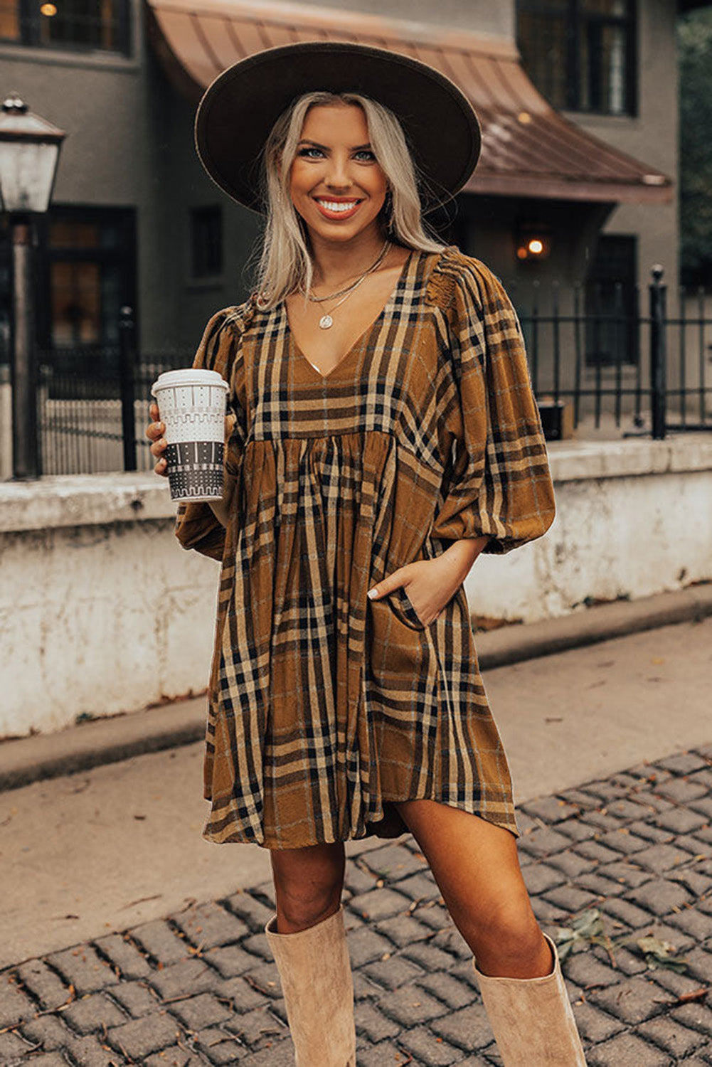Pumpkin Spice Babydoll Dress