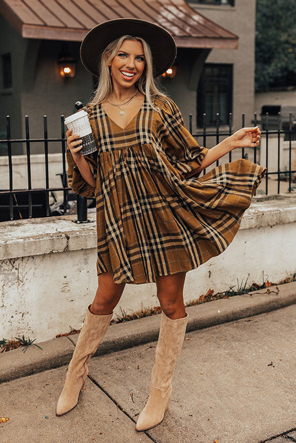 Pumpkin Spice Babydoll Dress