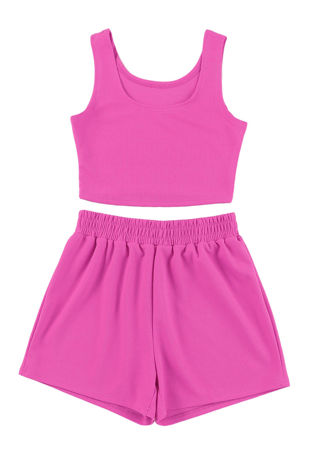 Rib Knitted Crop Top and Shorts Set