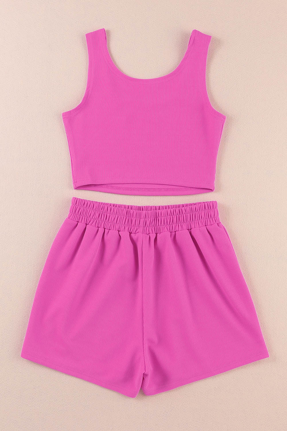 Rib Knitted Crop Top and Shorts Set