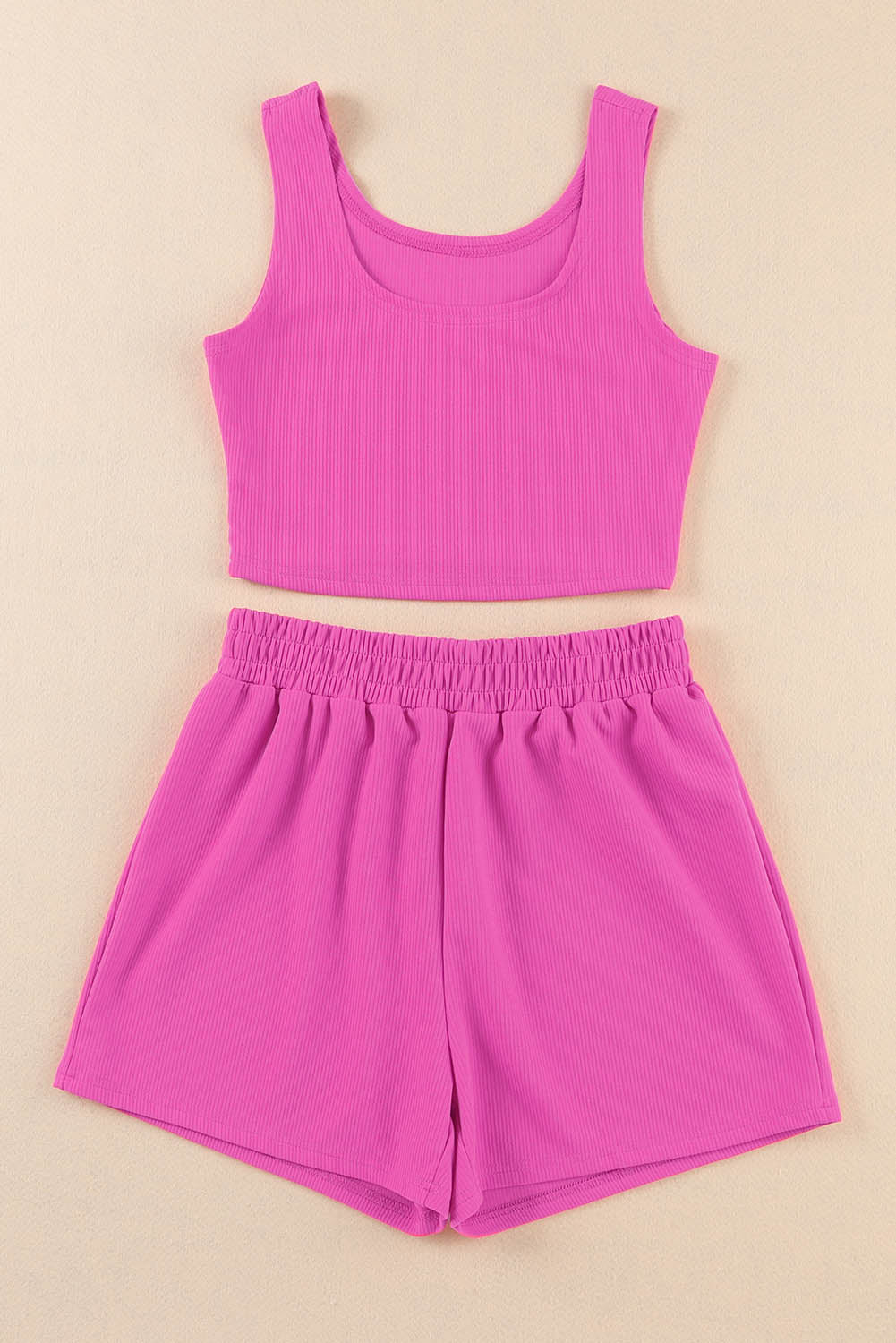 Rib Knitted Crop Top and Shorts Set