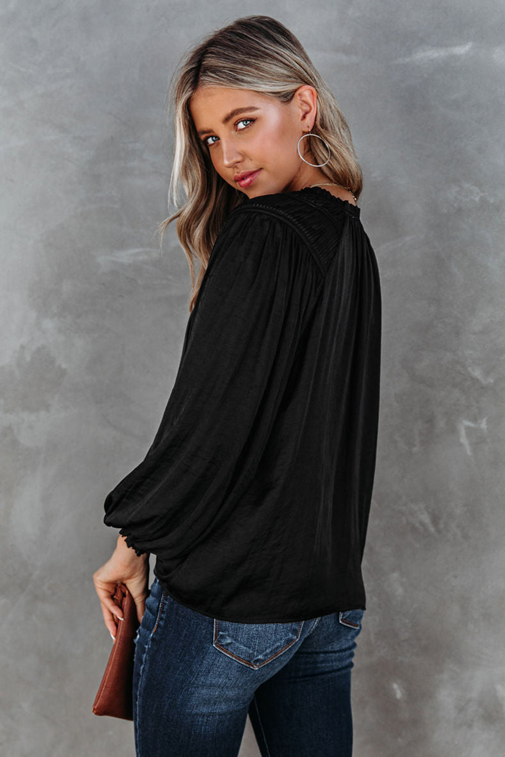 Betsy Drawstring V-Neck Blouse