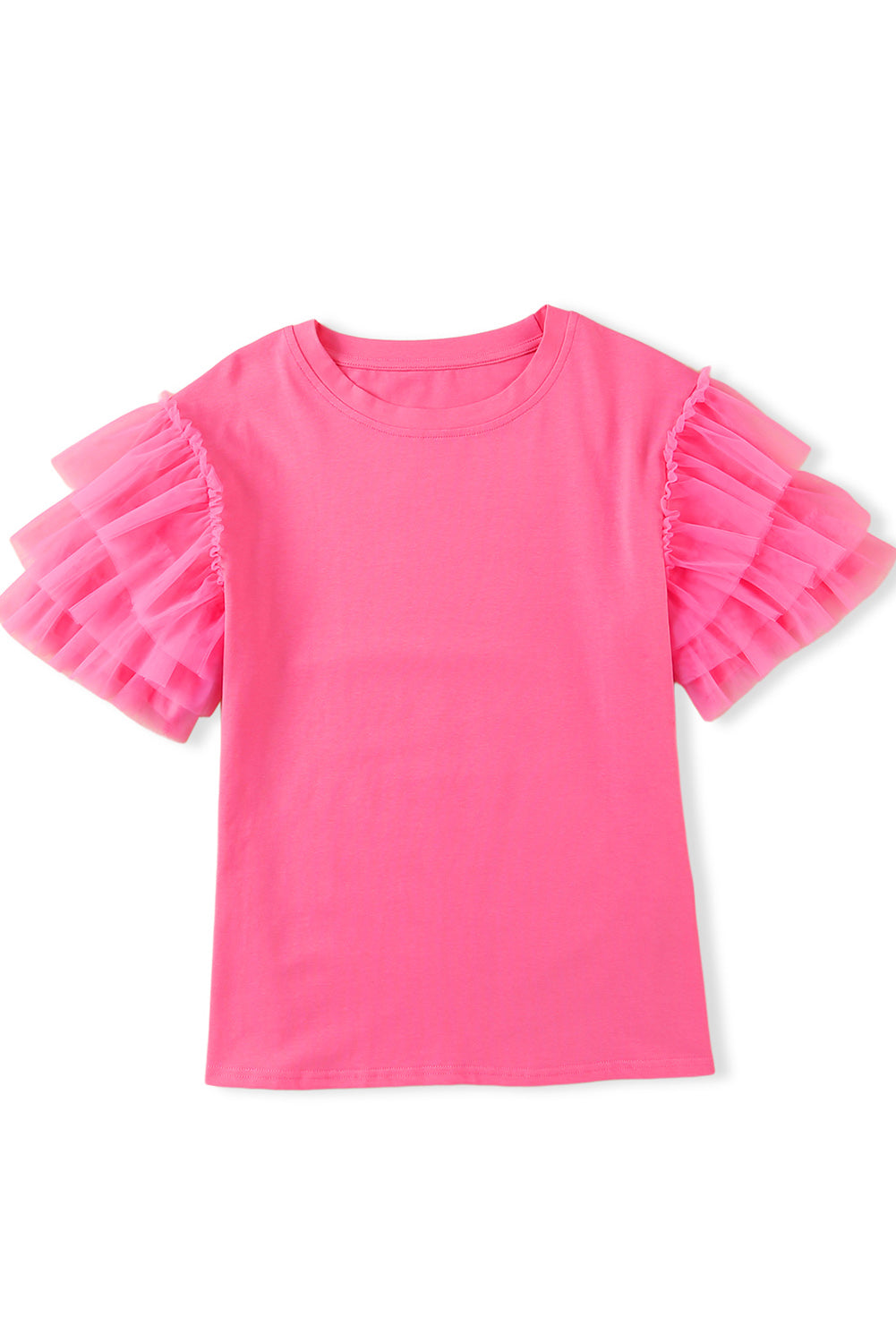 Flamingo Tulle Ruffle Sleeve Top