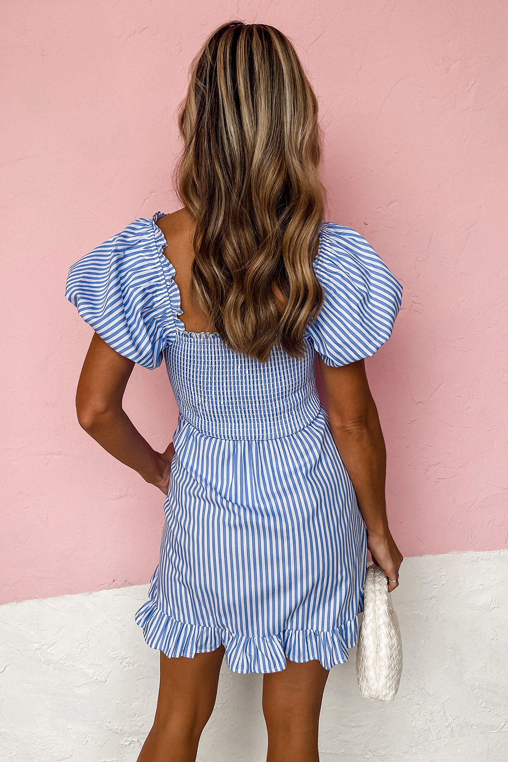 Azure Striped Mini Dress