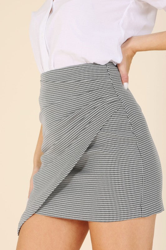 Houndtooth Wrap Skirt