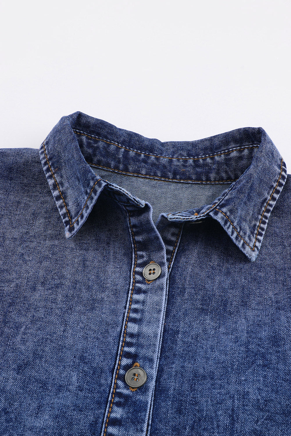 Denim Chic Puff Sleeve Blouse