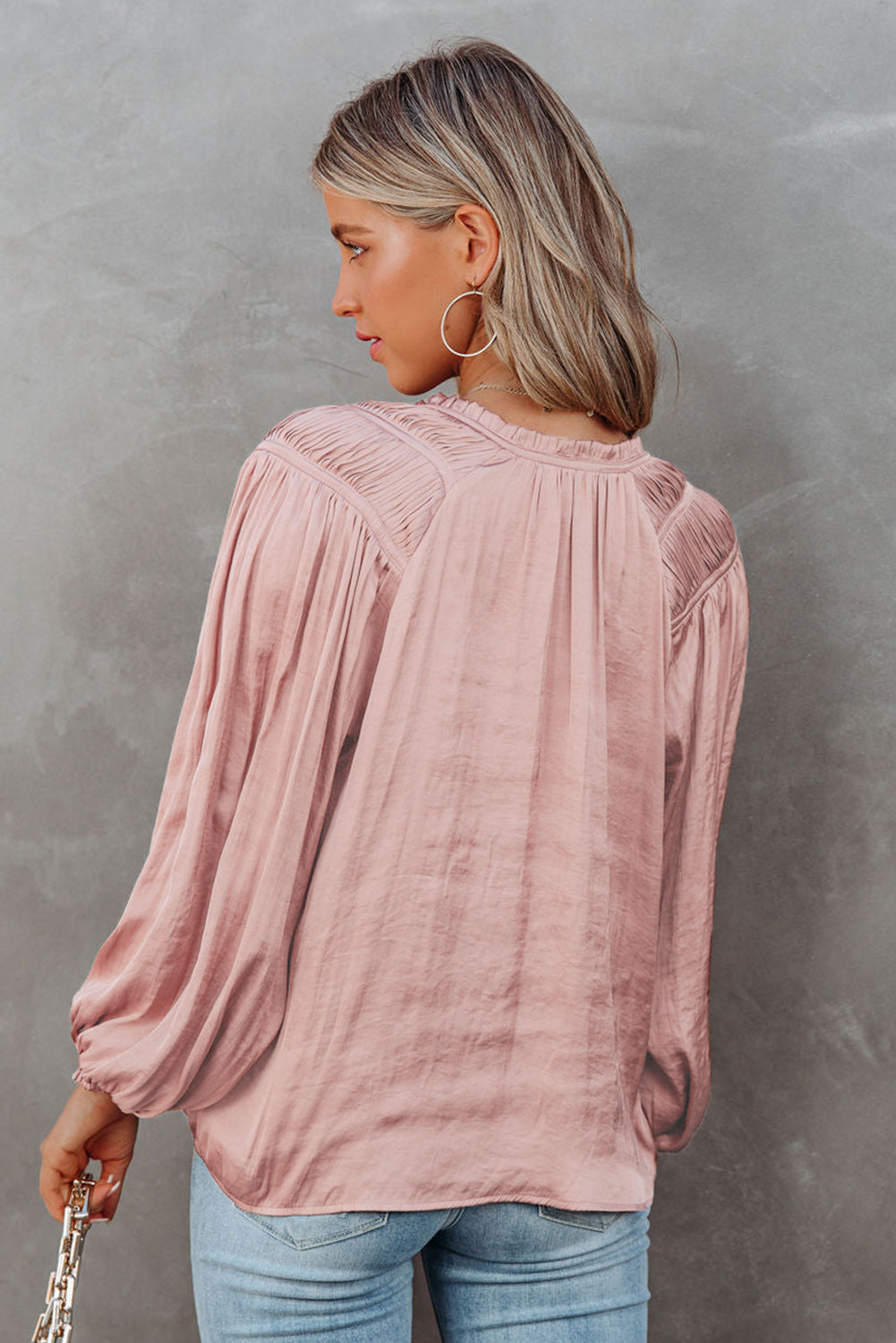 Betsy Drawstring V-Neck Blouse