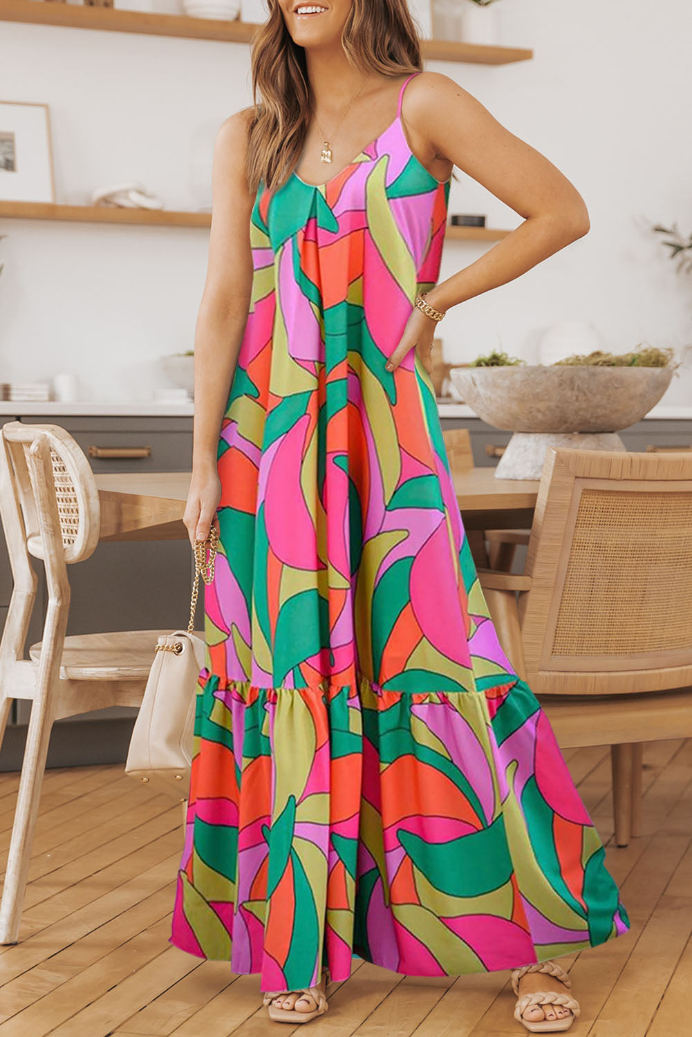 Boho Geometric Maxi Dress