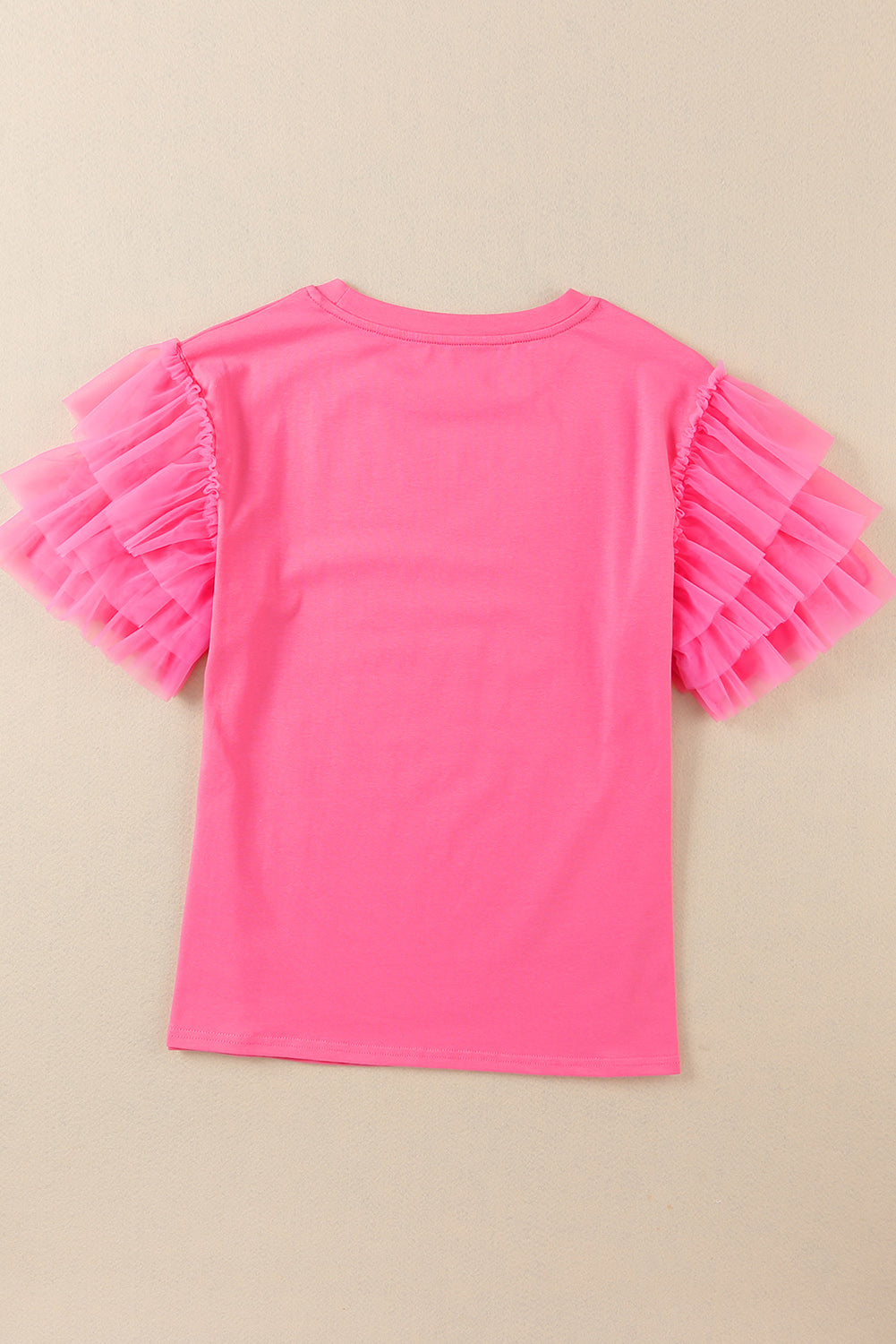 Flamingo Tulle Ruffle Sleeve Top