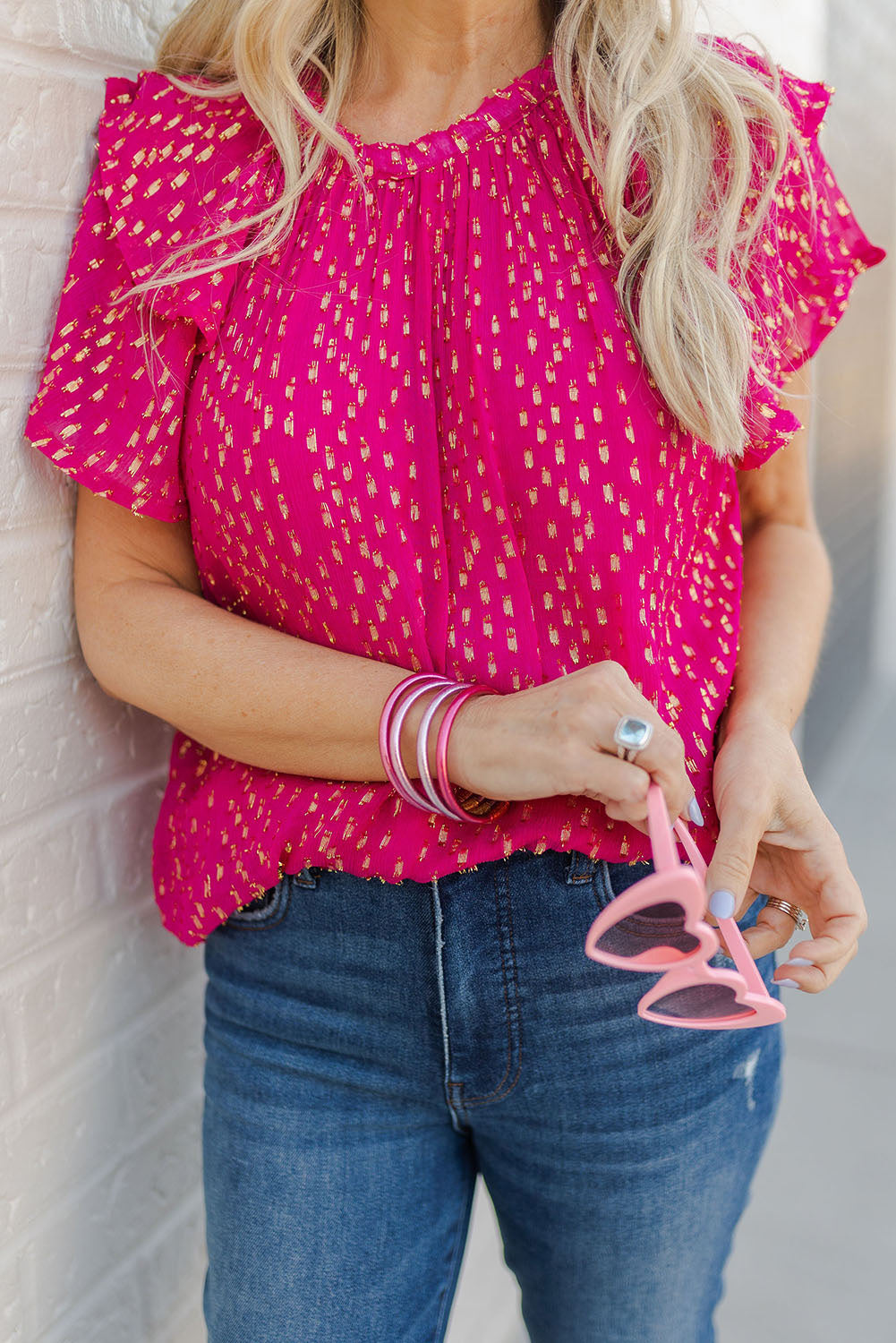 Magenta Gold Stamp Top