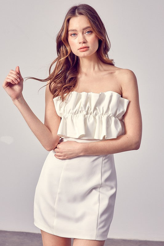 Strapless Ruffle Cocktail Dress