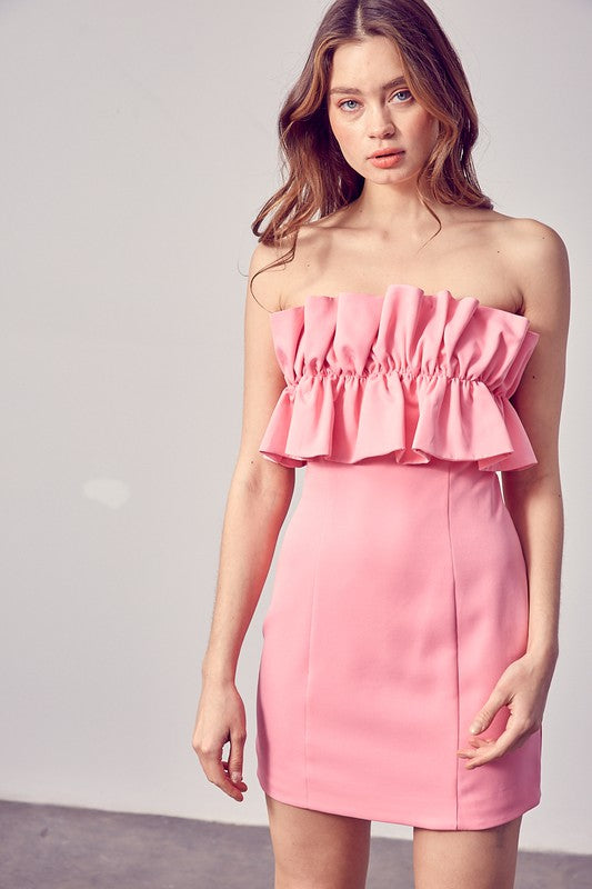 Strapless Ruffle Cocktail Dress