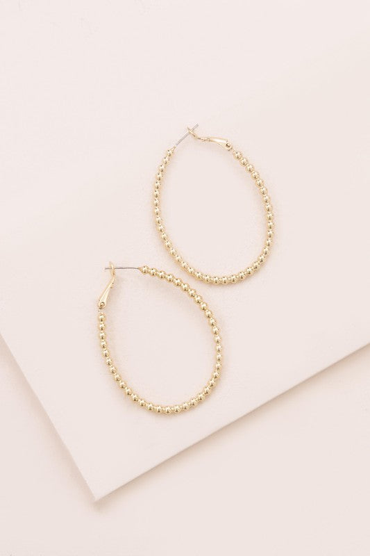 Beaded Oval Hoop Earrings