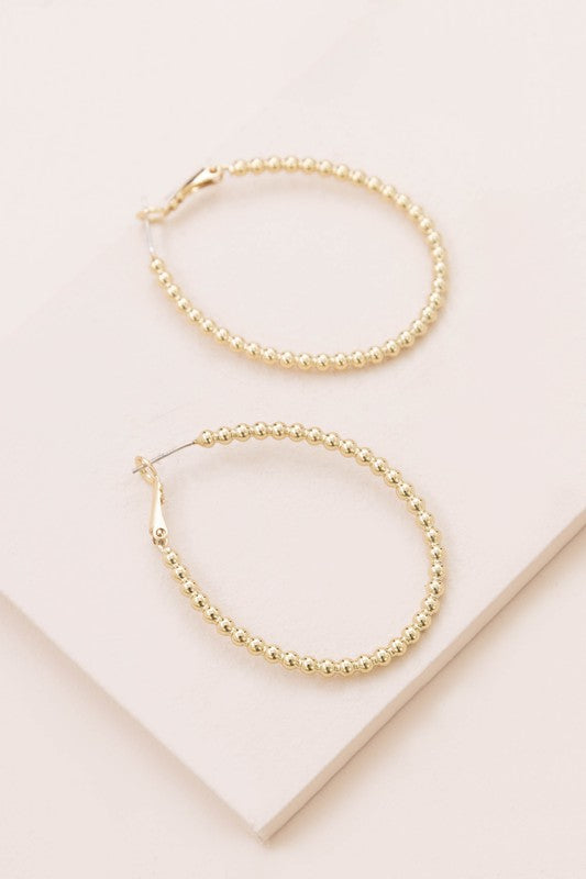 Beaded Oval Hoop Earrings