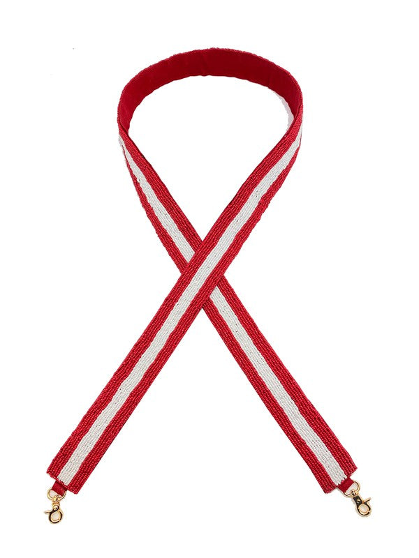 Red/White Beaded Guitar Bag Strap