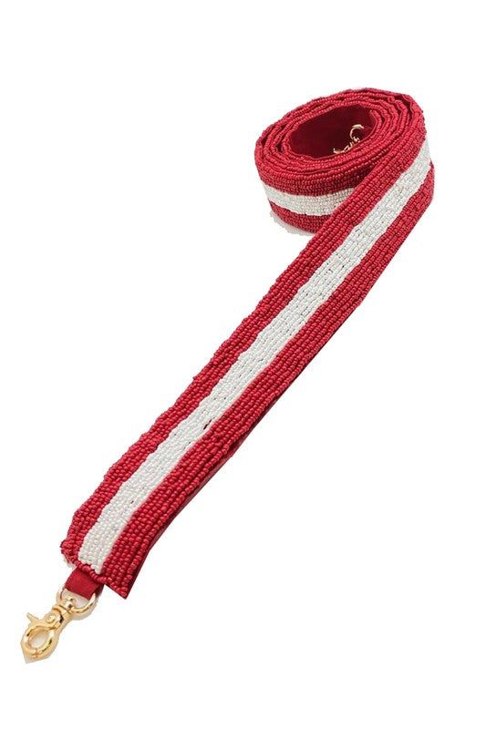 Red/White Beaded Guitar Bag Strap