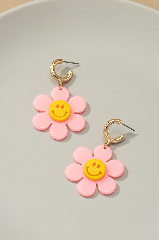 Flower Smiley Face Earrings