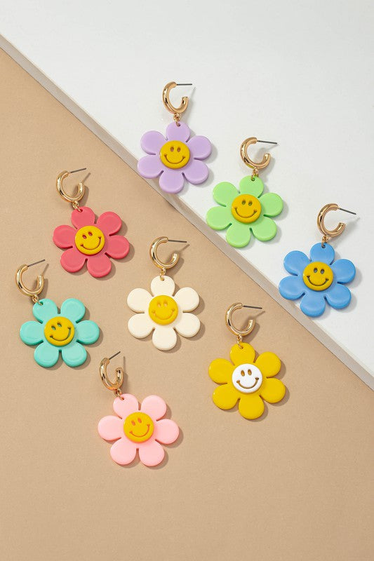 Flower Smiley Face Earrings