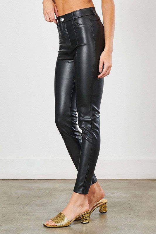 MIU Vegan Leather Skinny Pants