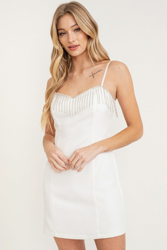 Rhinestone Fringe Mini Dress