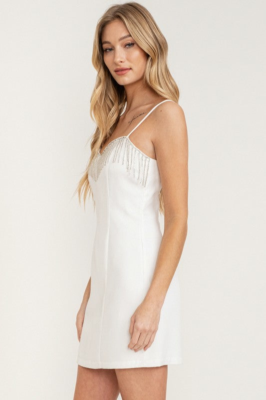 Rhinestone Fringe Mini Dress