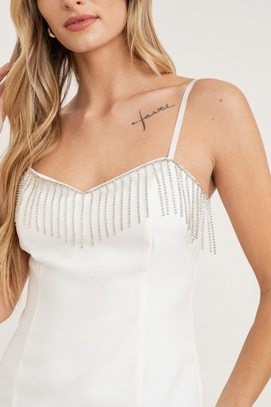 Rhinestone Fringe Mini Dress