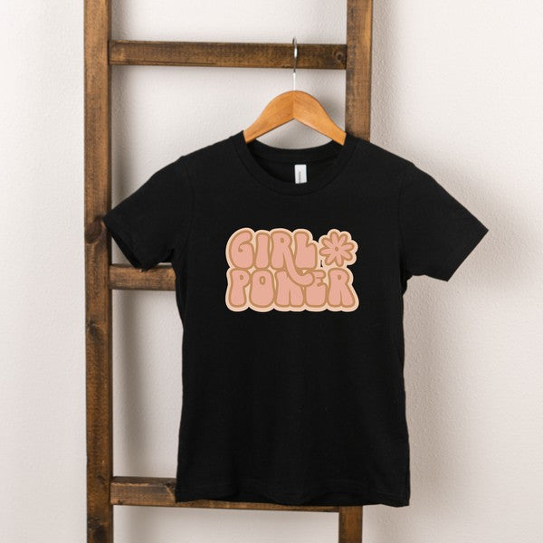 Retro Girl Power With Flowers Youth Tee