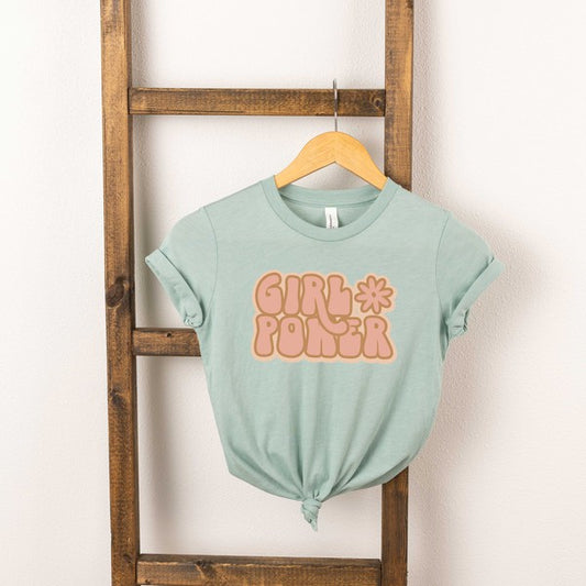 Retro Girl Power With Flowers Youth Tee