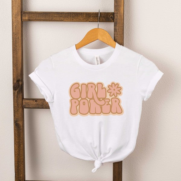 Retro Girl Power With Flowers Youth Tee