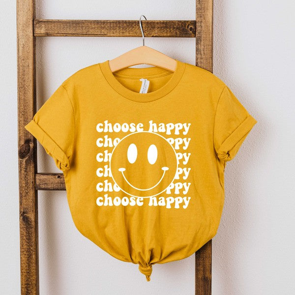 Choose Happy Smiley Face Youth Short Sleeve Tee