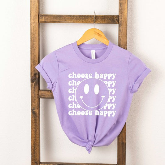 Choose Happy Smiley Face Youth Short Sleeve Tee
