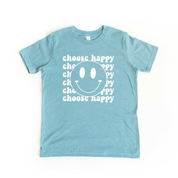 Choose Happy Smiley Face Youth Short Sleeve Tee