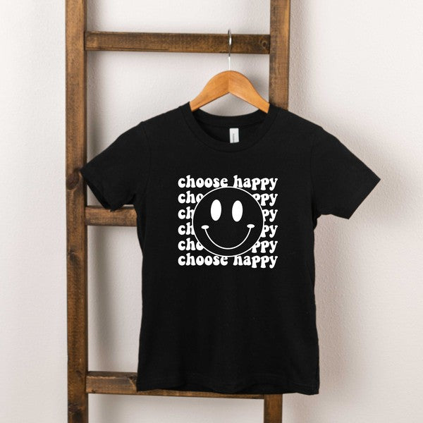 Choose Happy Smiley Face Youth Short Sleeve Tee