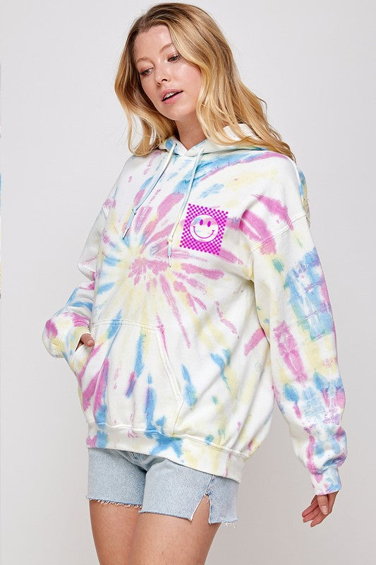 Smiley Face Tie Dye Hoodie