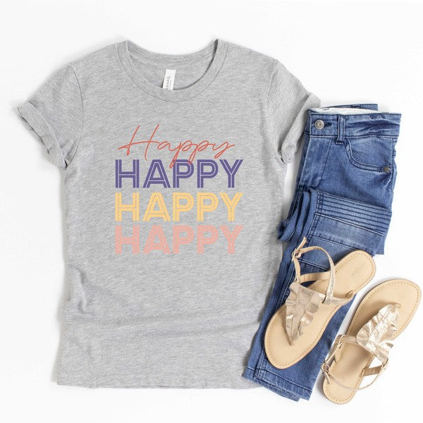Happy Stacked Youth Tee