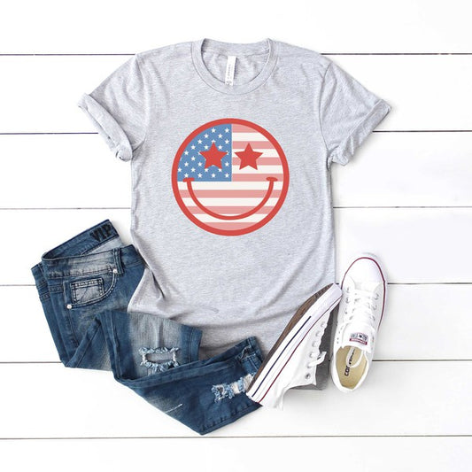 Flag Smiley Face Youth Graphic Tee