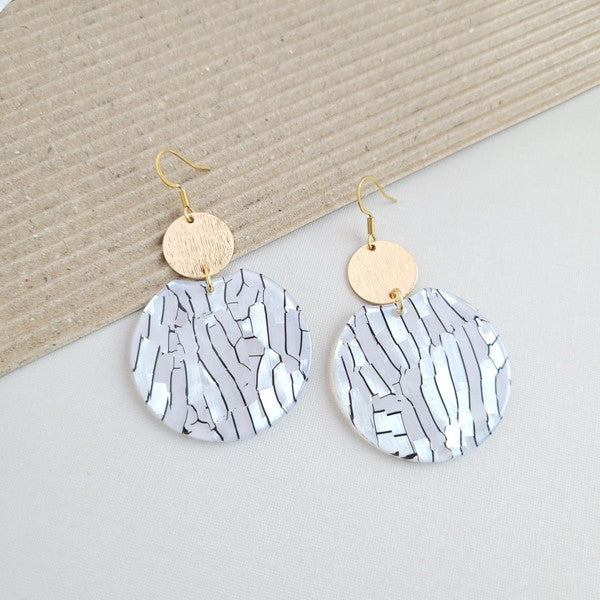 Zoey Black Stripe Pearl Earrings