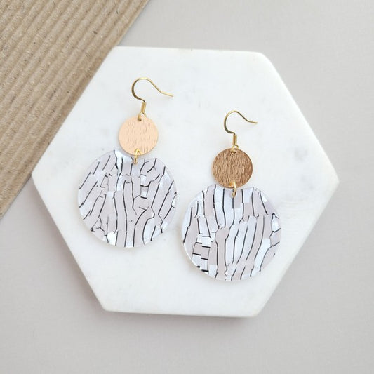 Zoey Black Stripe Pearl Earrings