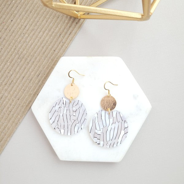 Zoey Black Stripe Pearl Earrings