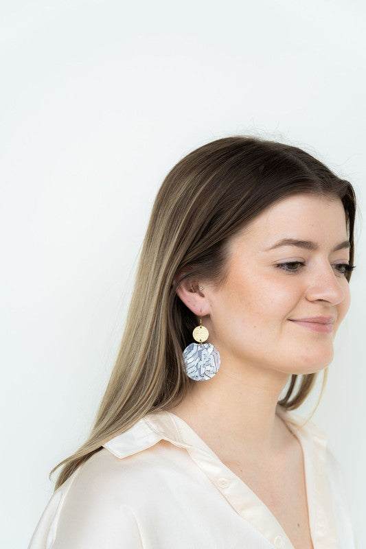 Zoey Black Stripe Pearl Earrings