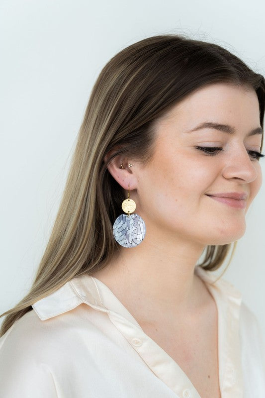 Zoey Black Stripe Pearl Earrings