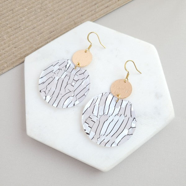 Zoey Black Stripe Pearl Earrings