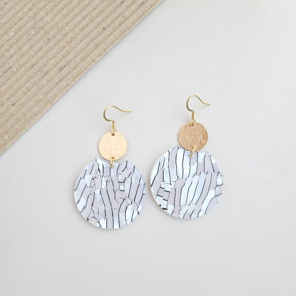 Zoey Black Stripe Pearl Earrings