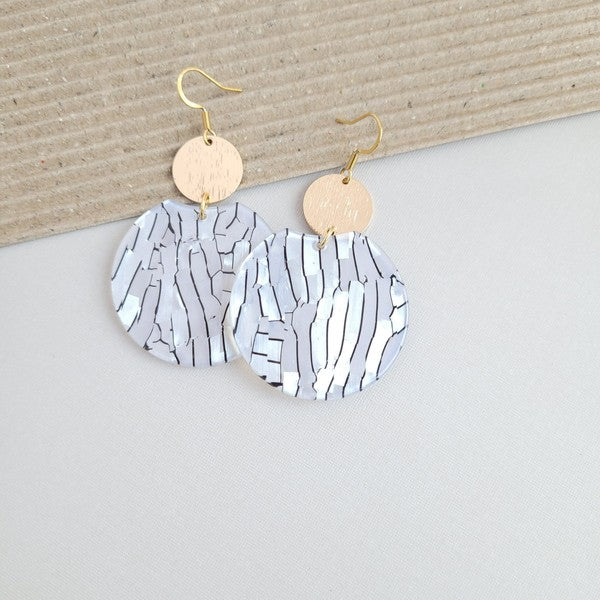 Zoey Black Stripe Pearl Earrings