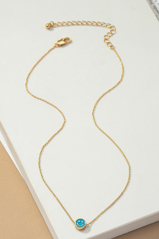 Mini smiley face pendant necklace