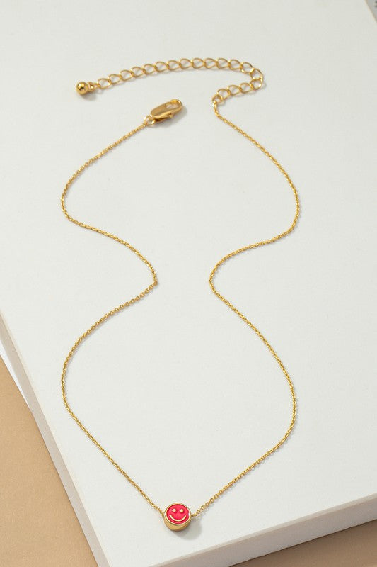 Mini smiley face pendant necklace