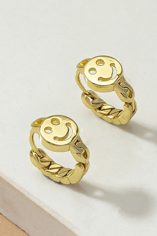 Smiley face hoop earrings