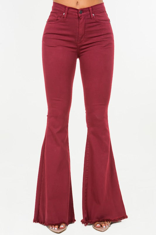Crimson Bell Bottom Jean